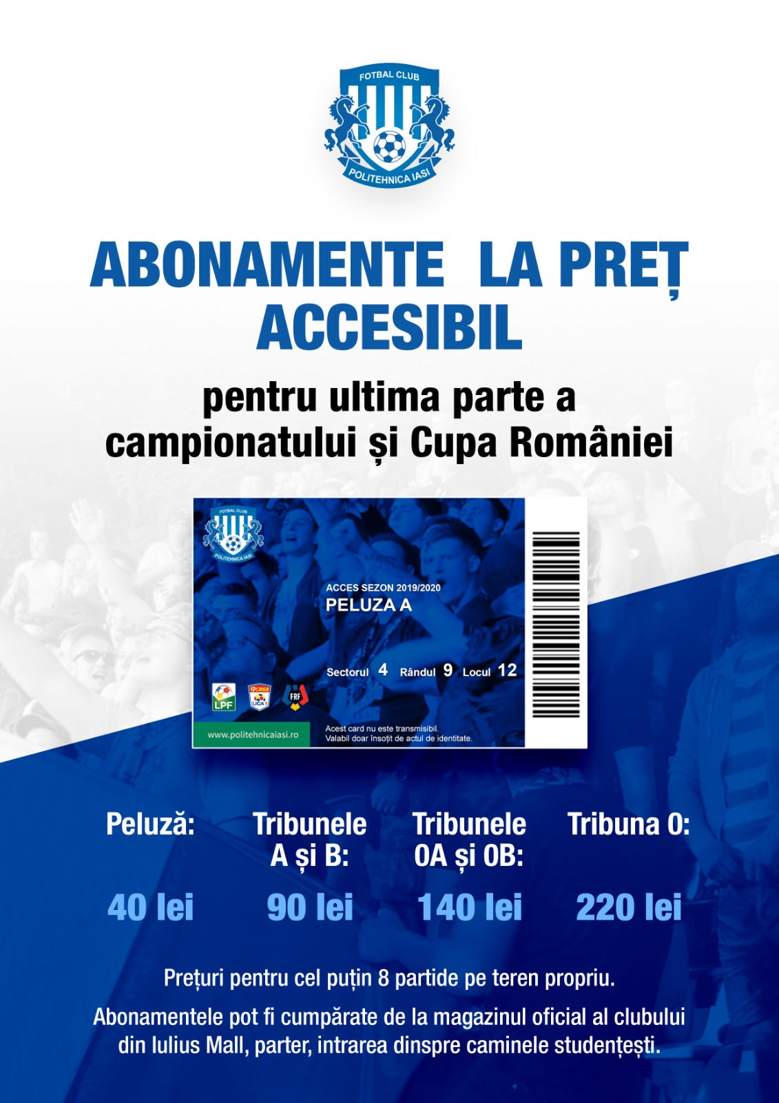 Abonamente la preț accesibil până la finalul campionatului