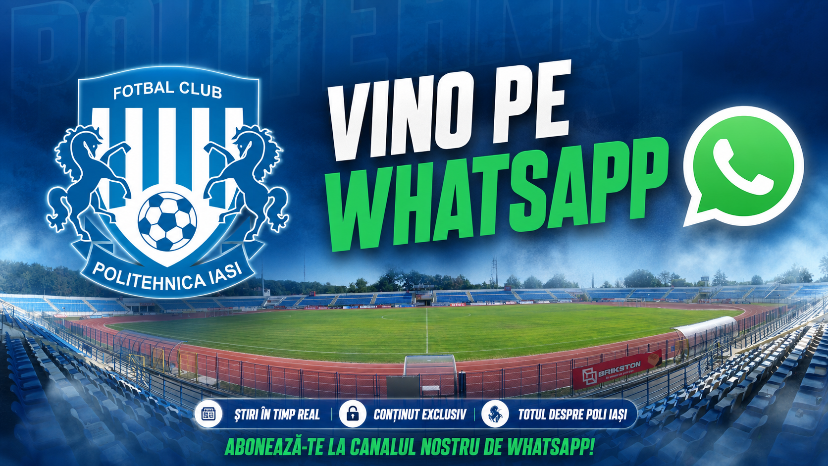 FC Politehnica Iași lansează canalul oficial WhatsApp